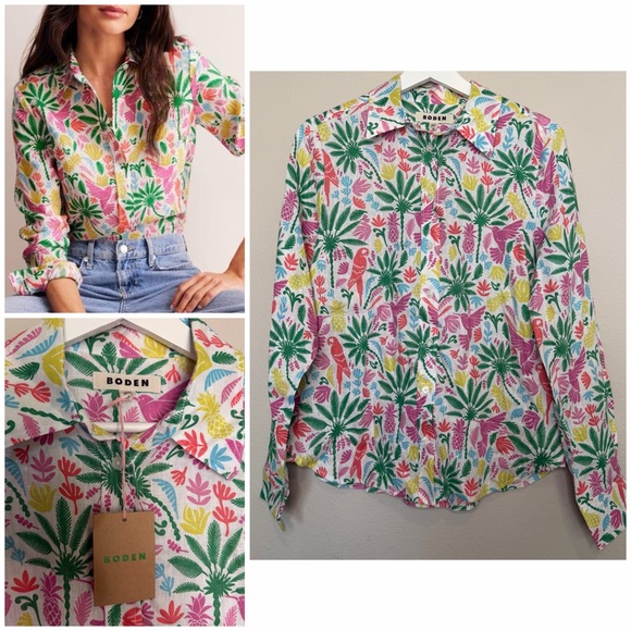 Boden Tops - Boden Sienna Linen Shirt Multi Tropical Paradise